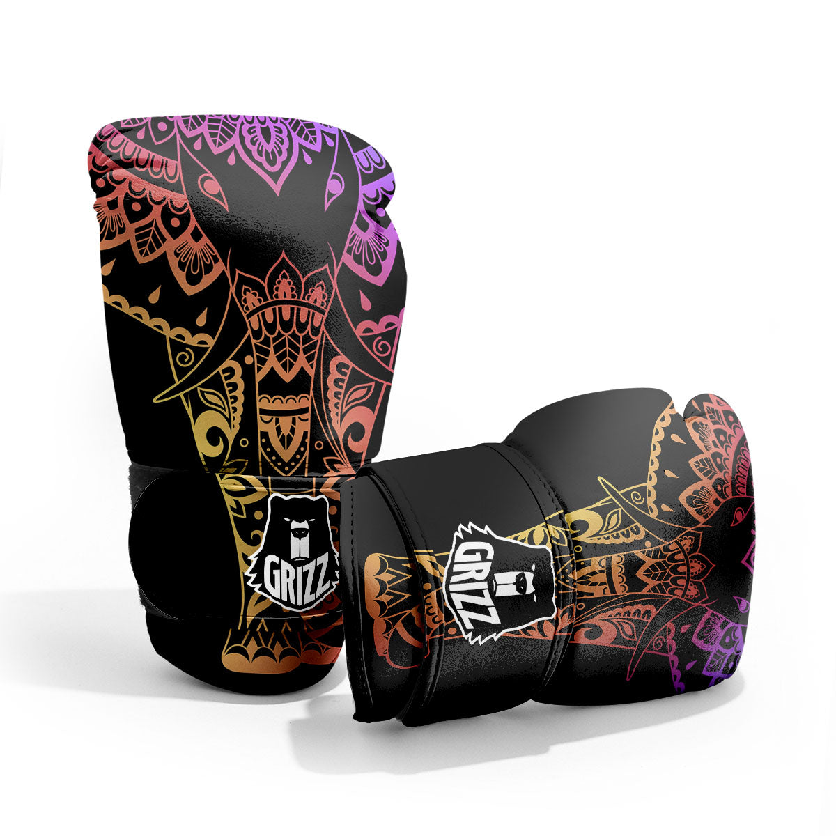 Elephant Black Rainbow Indian Print Pro Boxing Glove