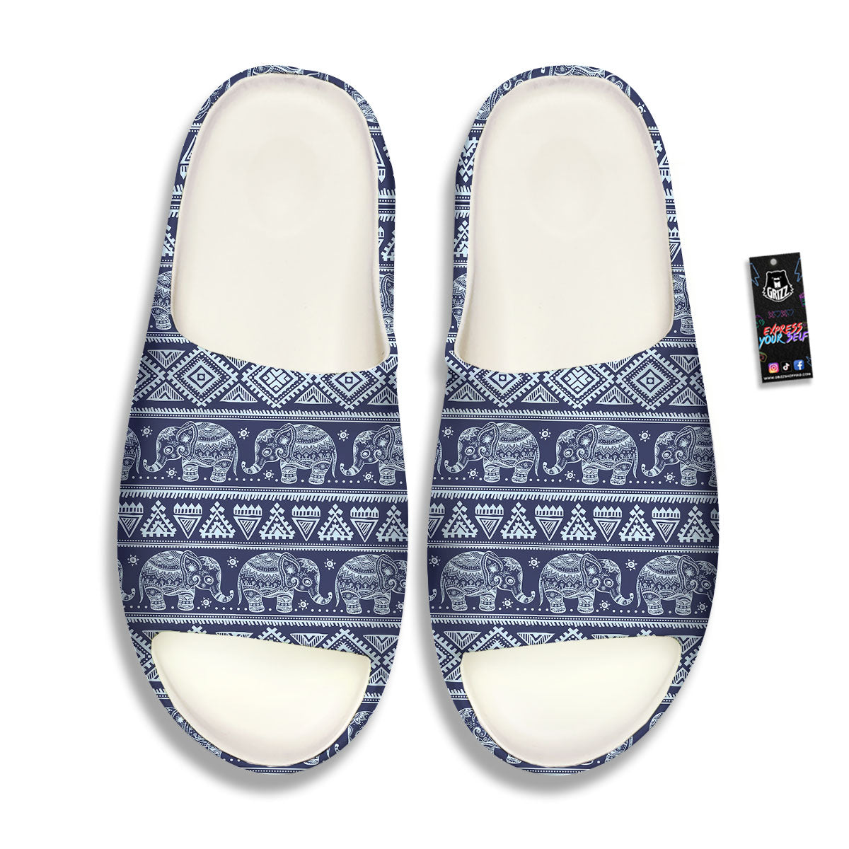 Elephant Indian Blue Print Pattern Sandals-grizzshop