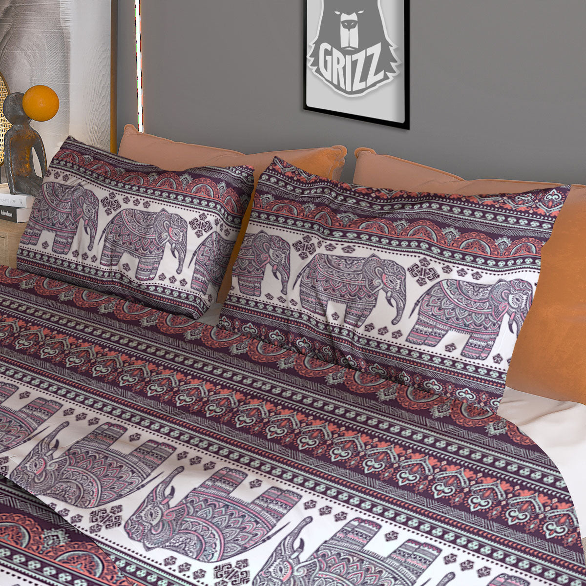Elephant Indian Bohemian Print Pattern Duvet Cover Bedding Set