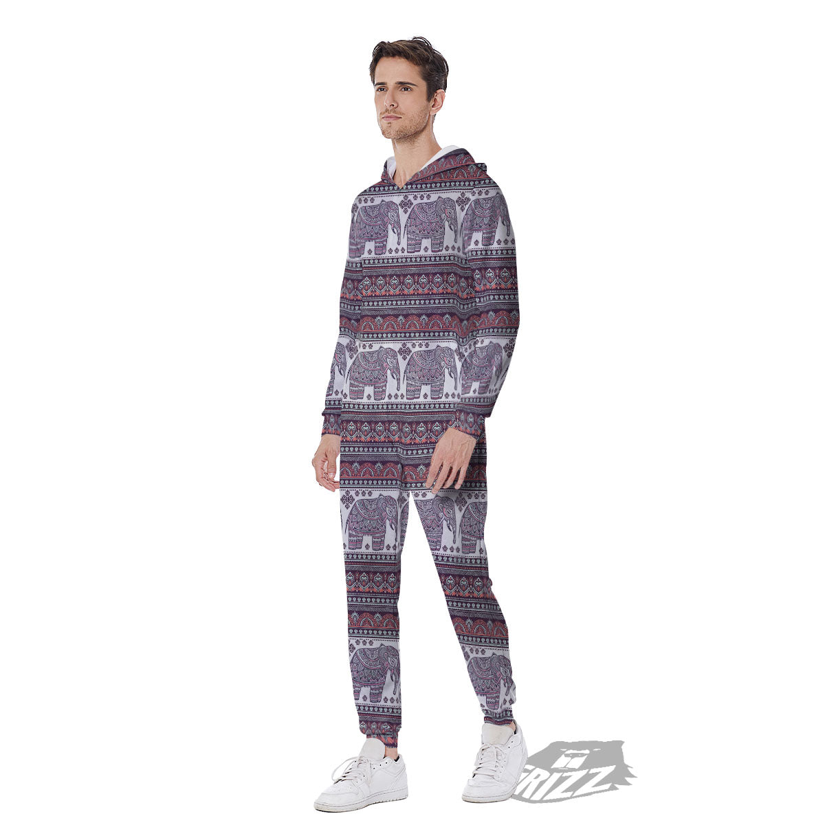 Elephant Indian Bohemian Print Pattern Men's Jumpsuit-grizzshop