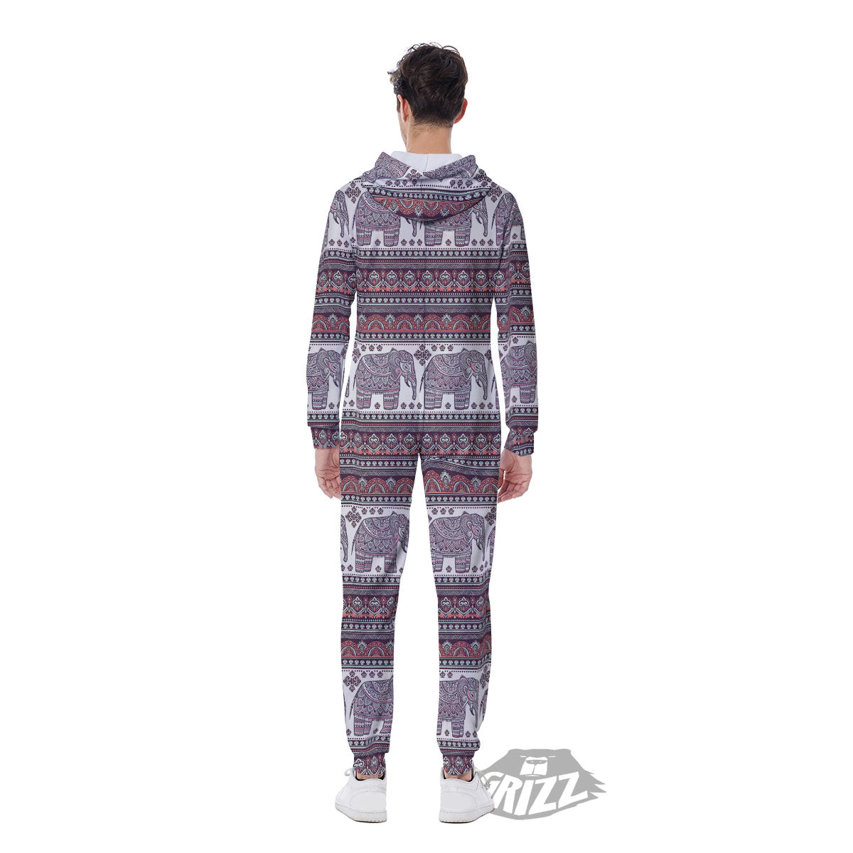 Elephant Indian Bohemian Print Pattern Men's Jumpsuit-grizzshop