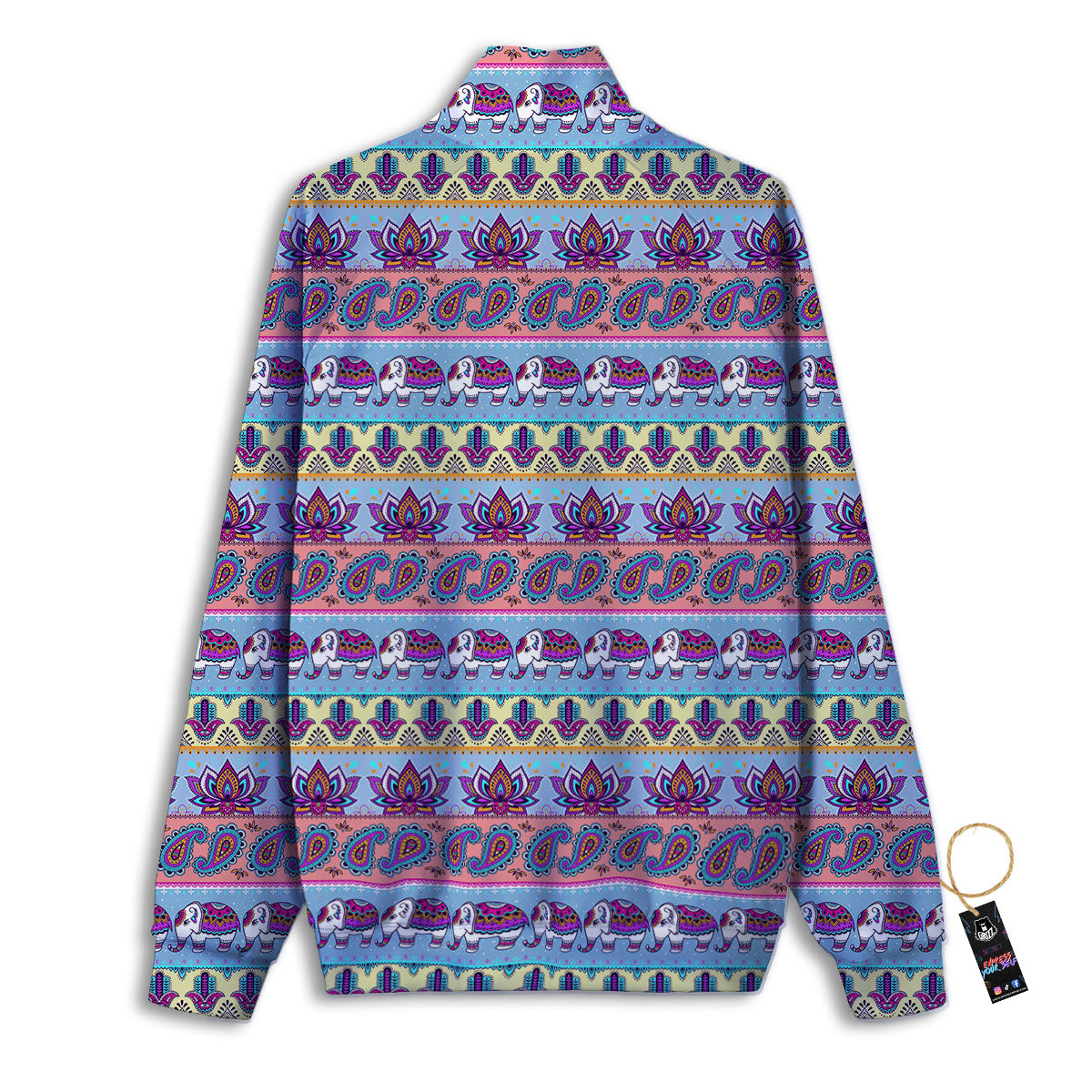 Elephant Indian Colorful Print Pattern Track Jacket-grizzshop