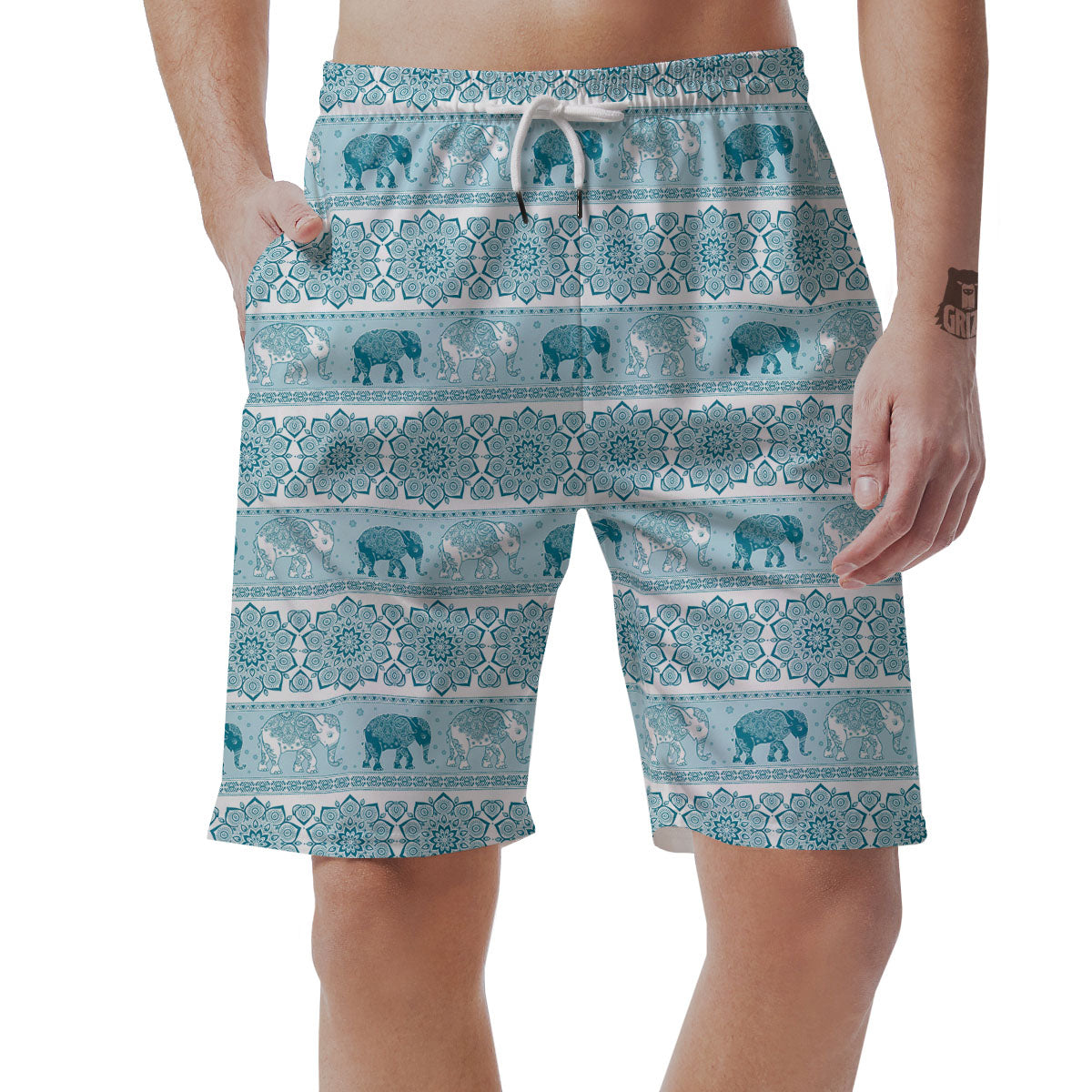 Alpaca Cactus Pattern Print Men's Shorts