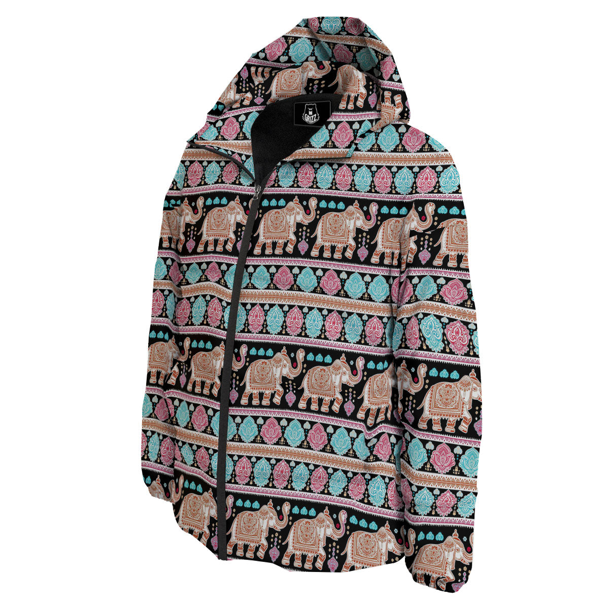 Elephant Indian Tribal Print Pattern Down Jacket-grizzshop