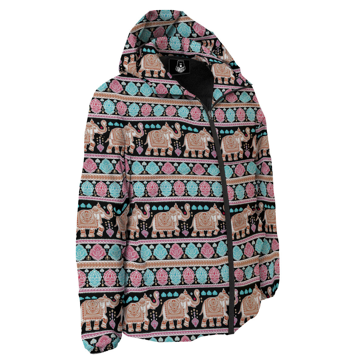 Elephant Indian Tribal Print Pattern Down Jacket-grizzshop