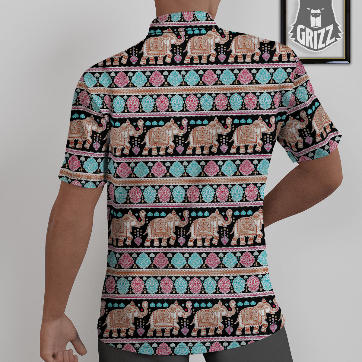 Elephant Indian Tribal Print Pattern Untucked Shirts-grizzshop