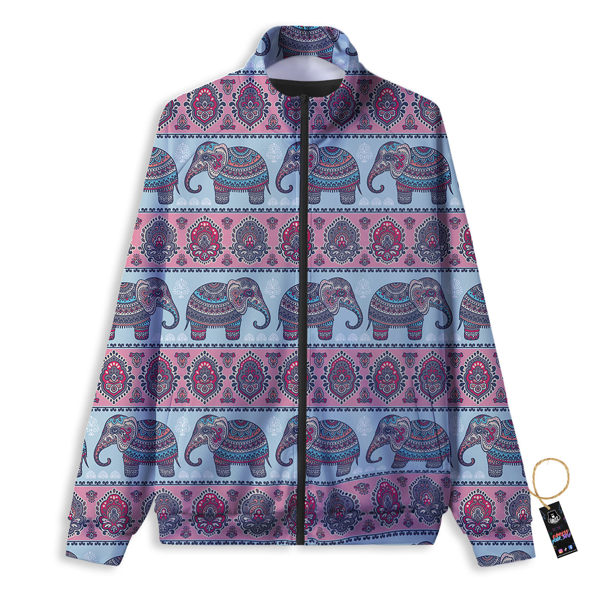 Elephant Indian Vintage Print Pattern Track Jacket-grizzshop