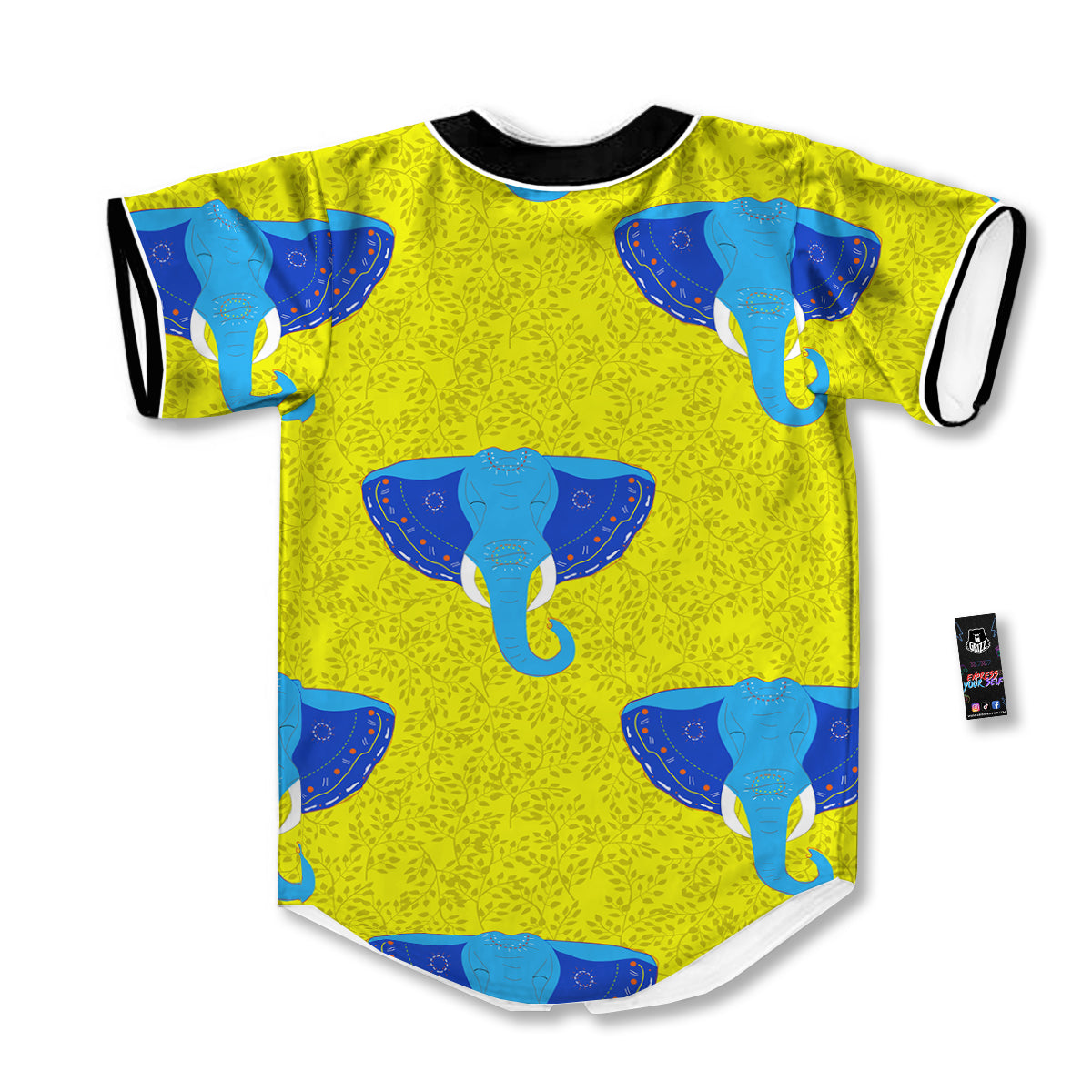Elephant Mandala Blue Print Pattern Baseball Jersey-grizzshop