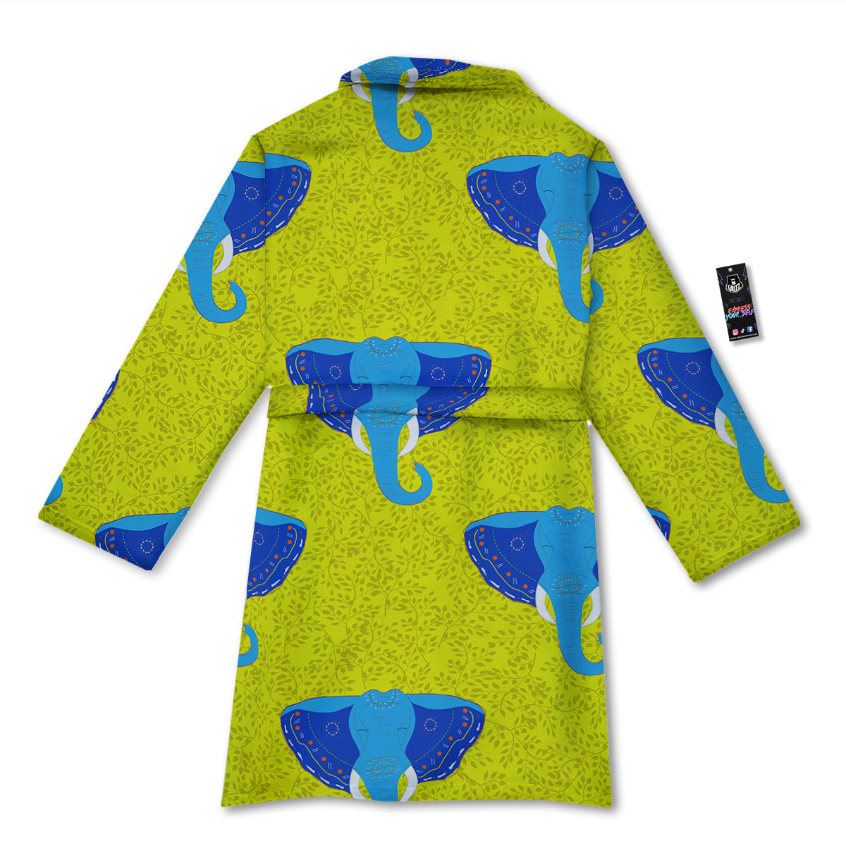 Elephant Mandala Blue Print Pattern Bathrobe-grizzshop