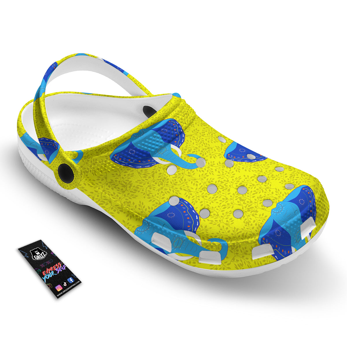 Elephant Mandala Blue Print Pattern Clog-grizzshop