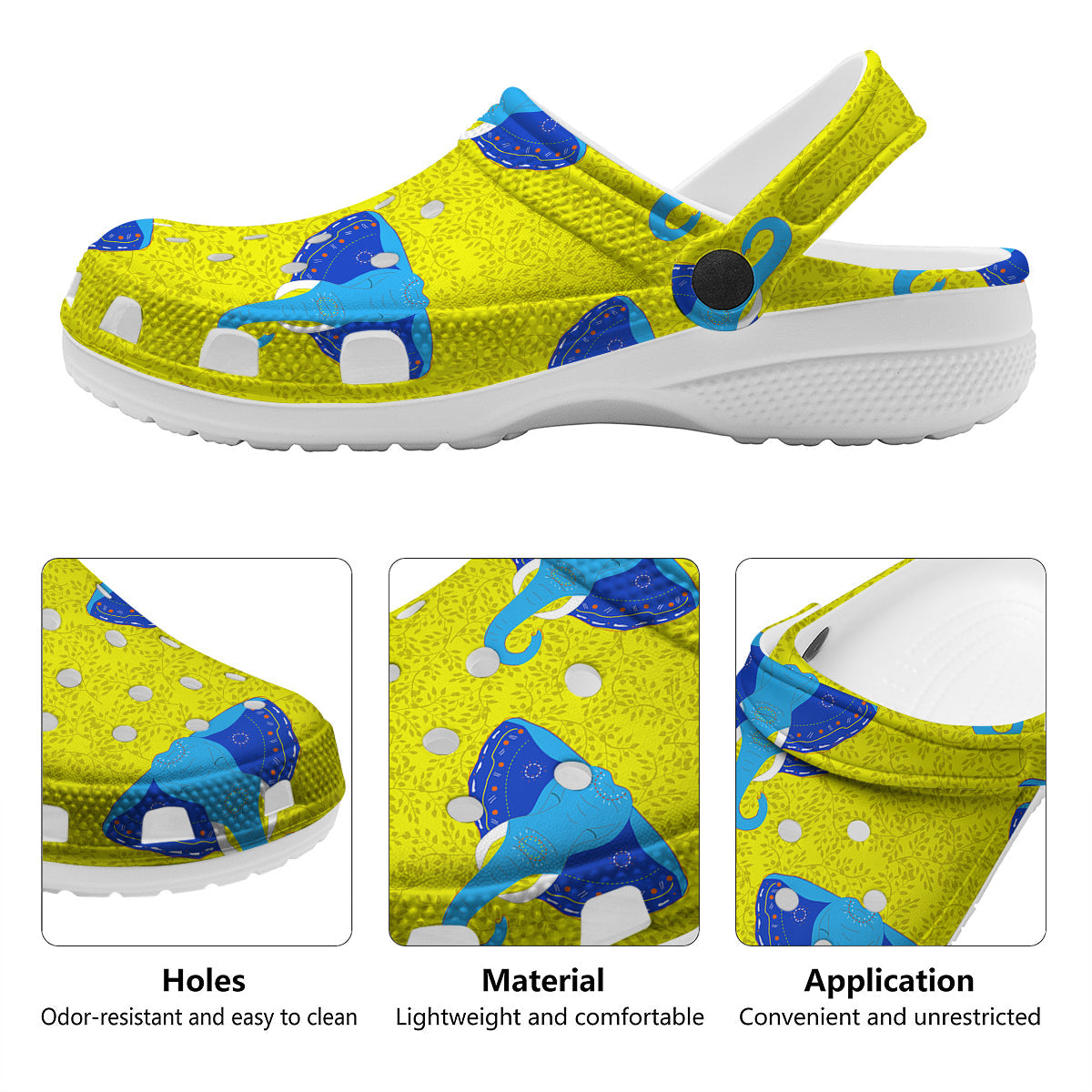 Elephant Mandala Blue Print Pattern Clog-grizzshop