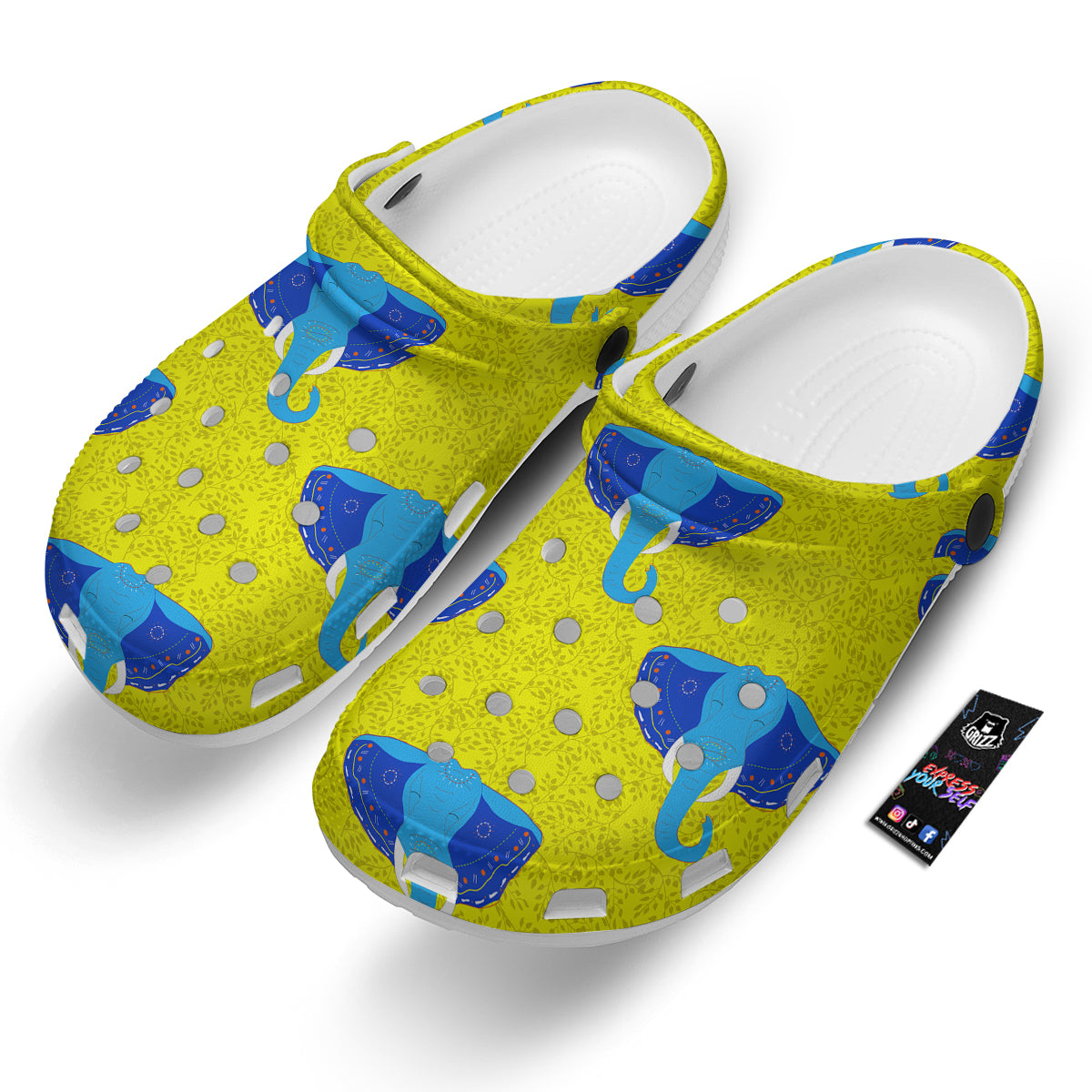Elephant Mandala Blue Print Pattern Clog-grizzshop