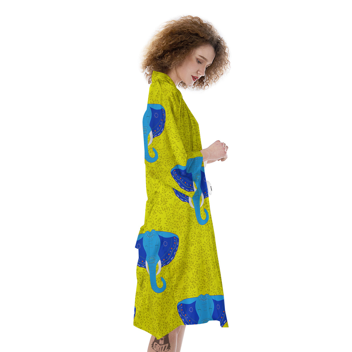 Elephant Mandala Blue Print Pattern Kimono-grizzshop