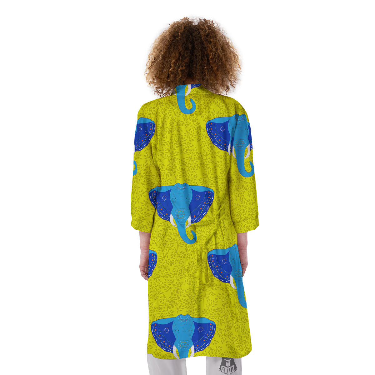 Elephant Mandala Blue Print Pattern Kimono-grizzshop