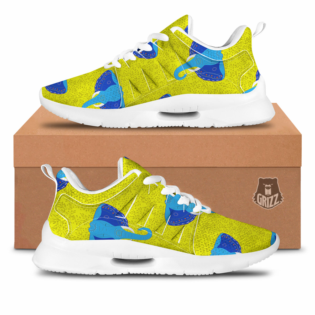 Elephant Mandala Blue Print Pattern Tennis Shoes-grizzshop