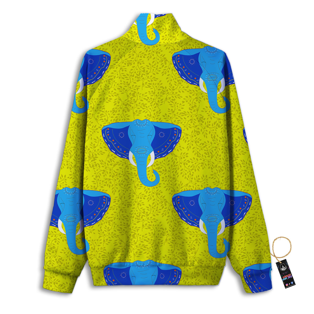 Elephant Mandala Blue Print Pattern Track Jacket-grizzshop