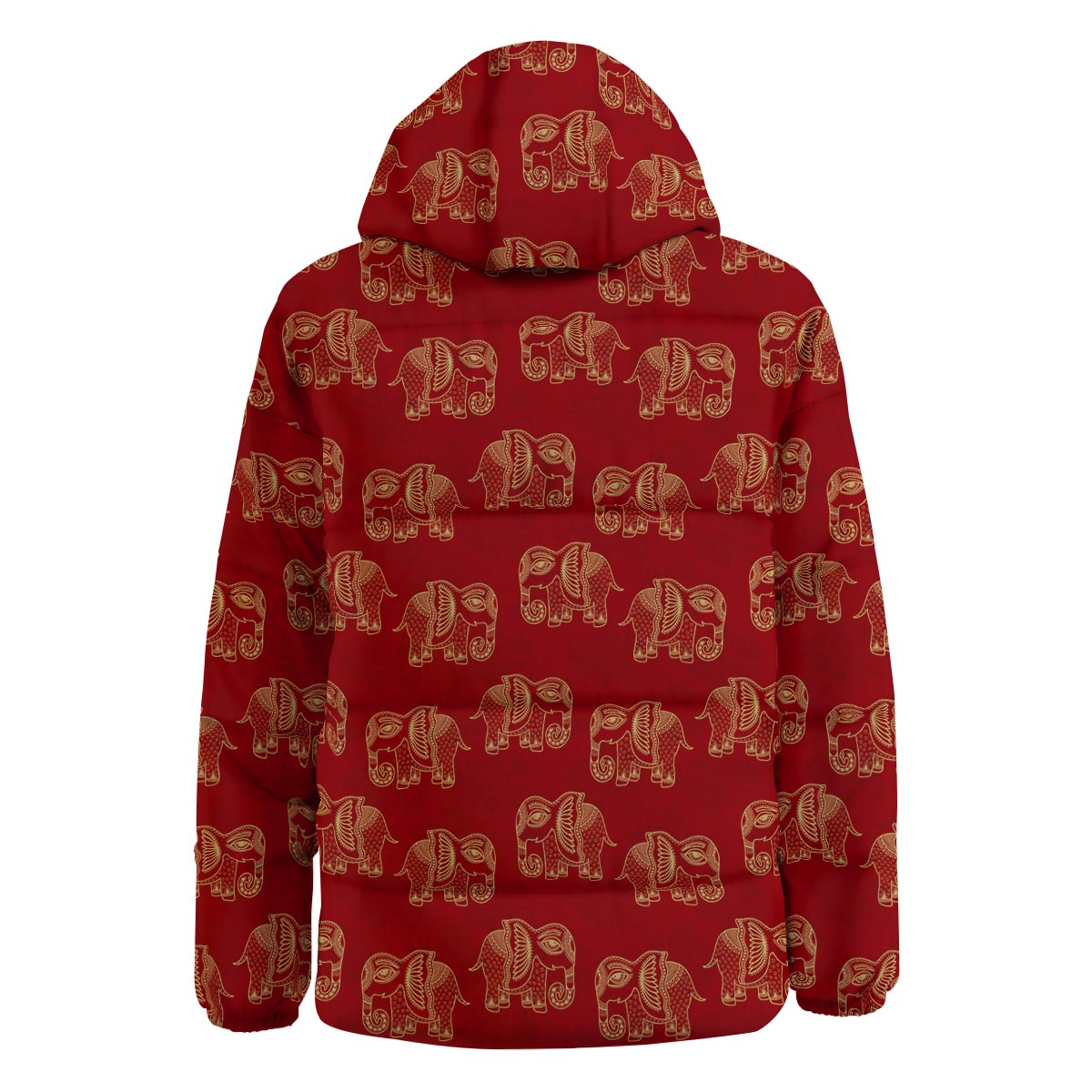 Elephant Red Indian Print Pattern Down Jacket-grizzshop