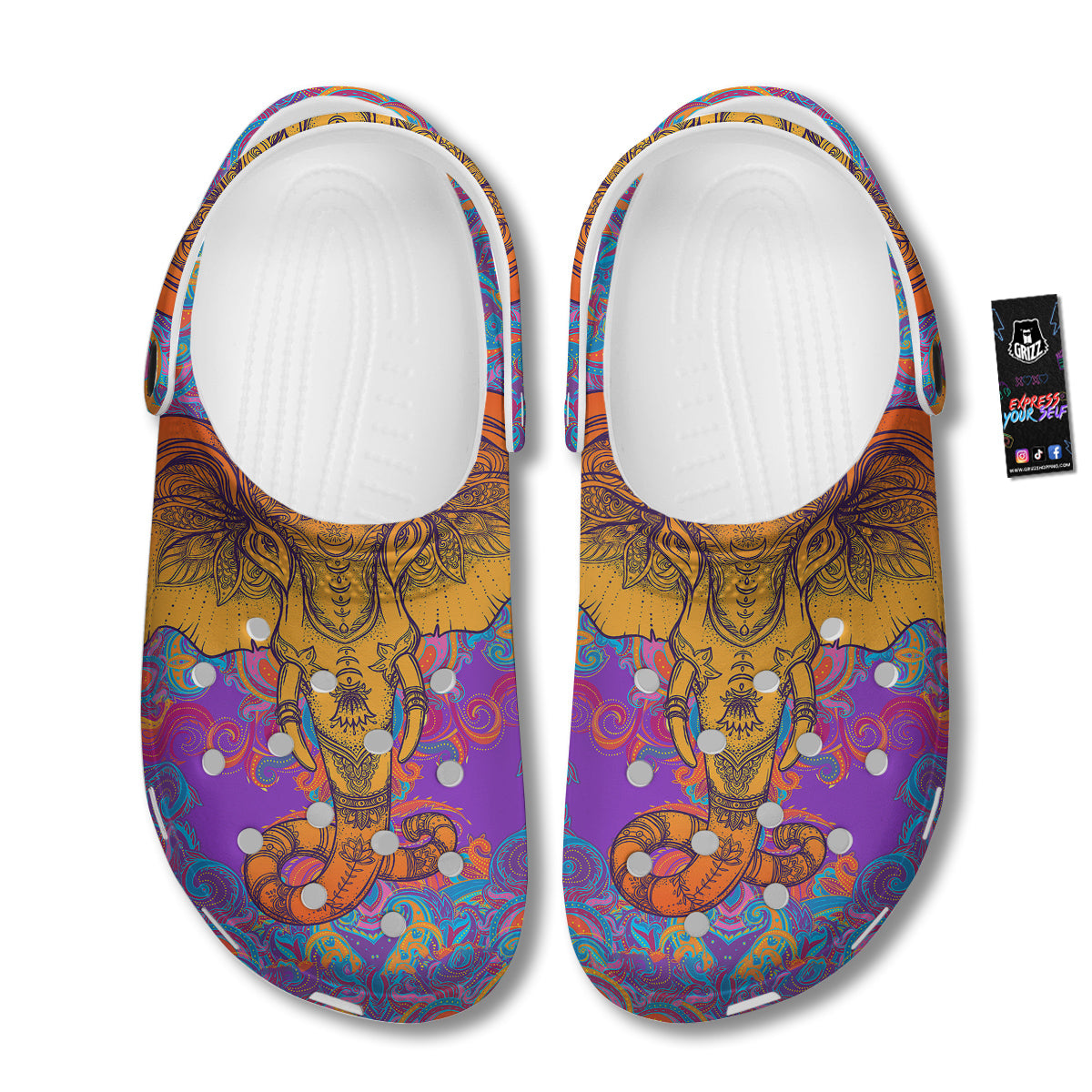Elephant Spiritual Colorful Print Clog-grizzshop
