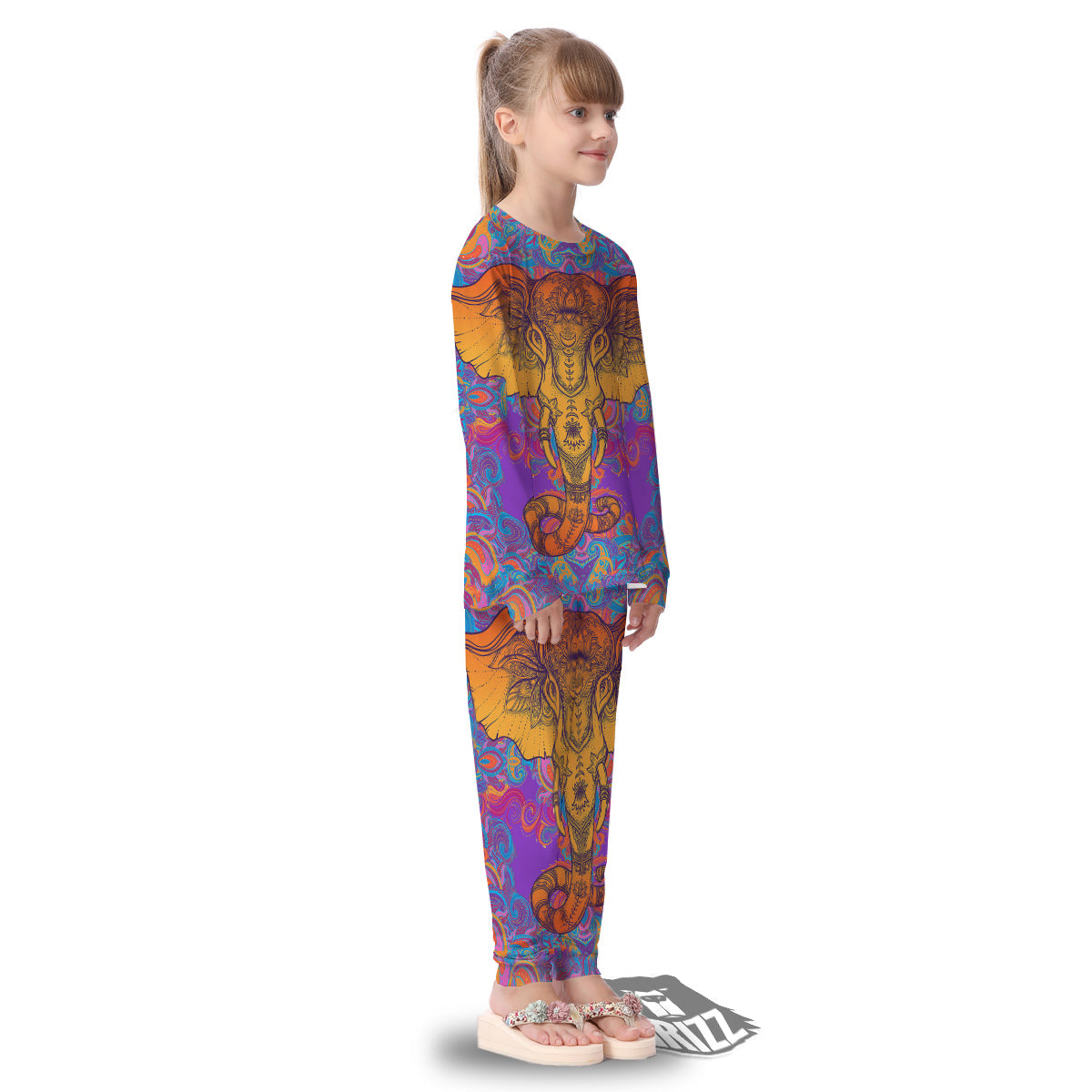 Elephant Spiritual Colorful Print Kid's Pajamas-grizzshop