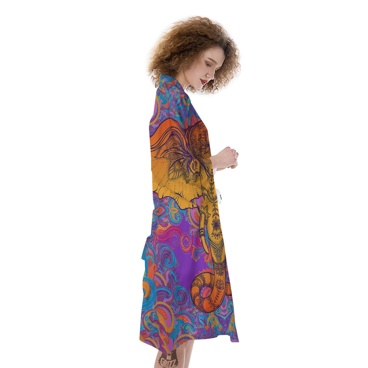 Elephant Spiritual Colorful Print Kimono-grizzshop