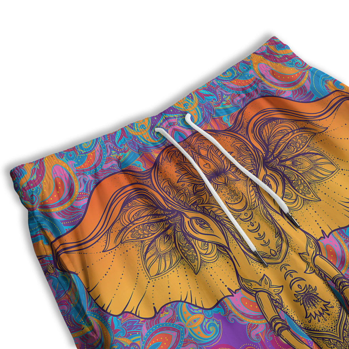 Elephant Spiritual Colorful Print Men's Athletic Shorts