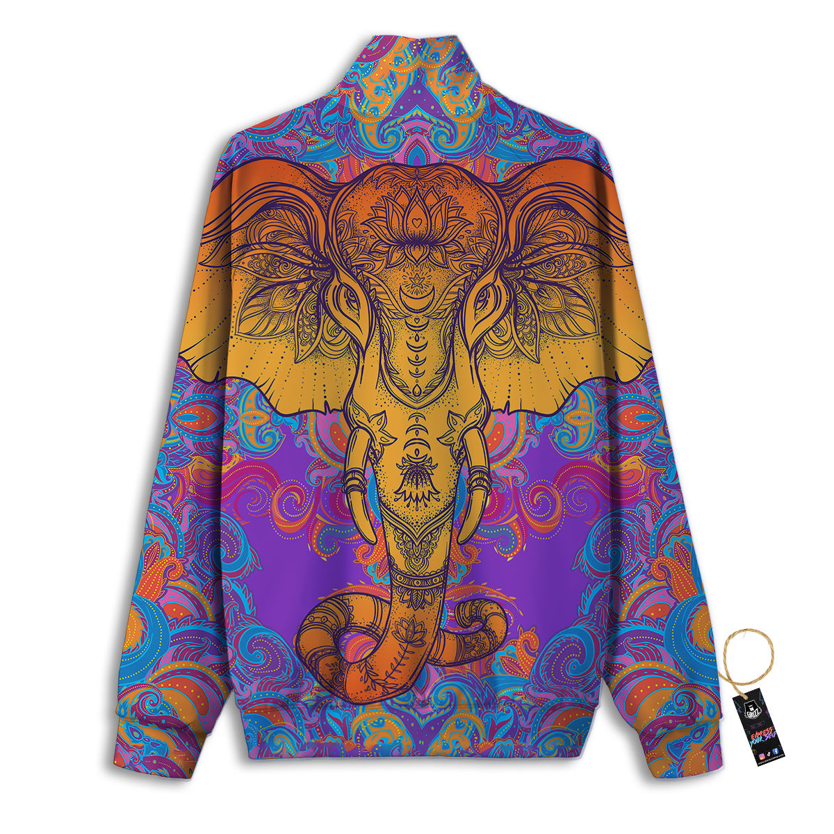 Elephant Spiritual Colorful Print Track Jacket-grizzshop