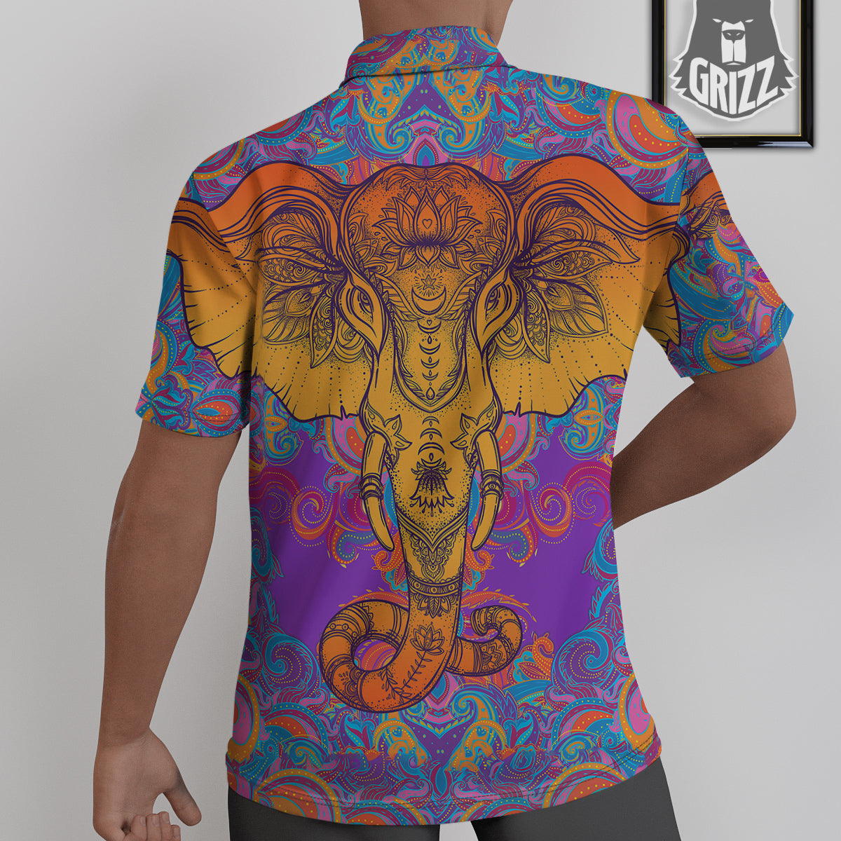 Elephant Spiritual Colorful Print Untucked Shirts-grizzshop