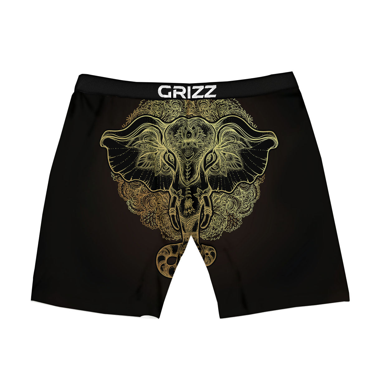 Elephant Spiritual Golden Print Boxer Briefs-grizzshop