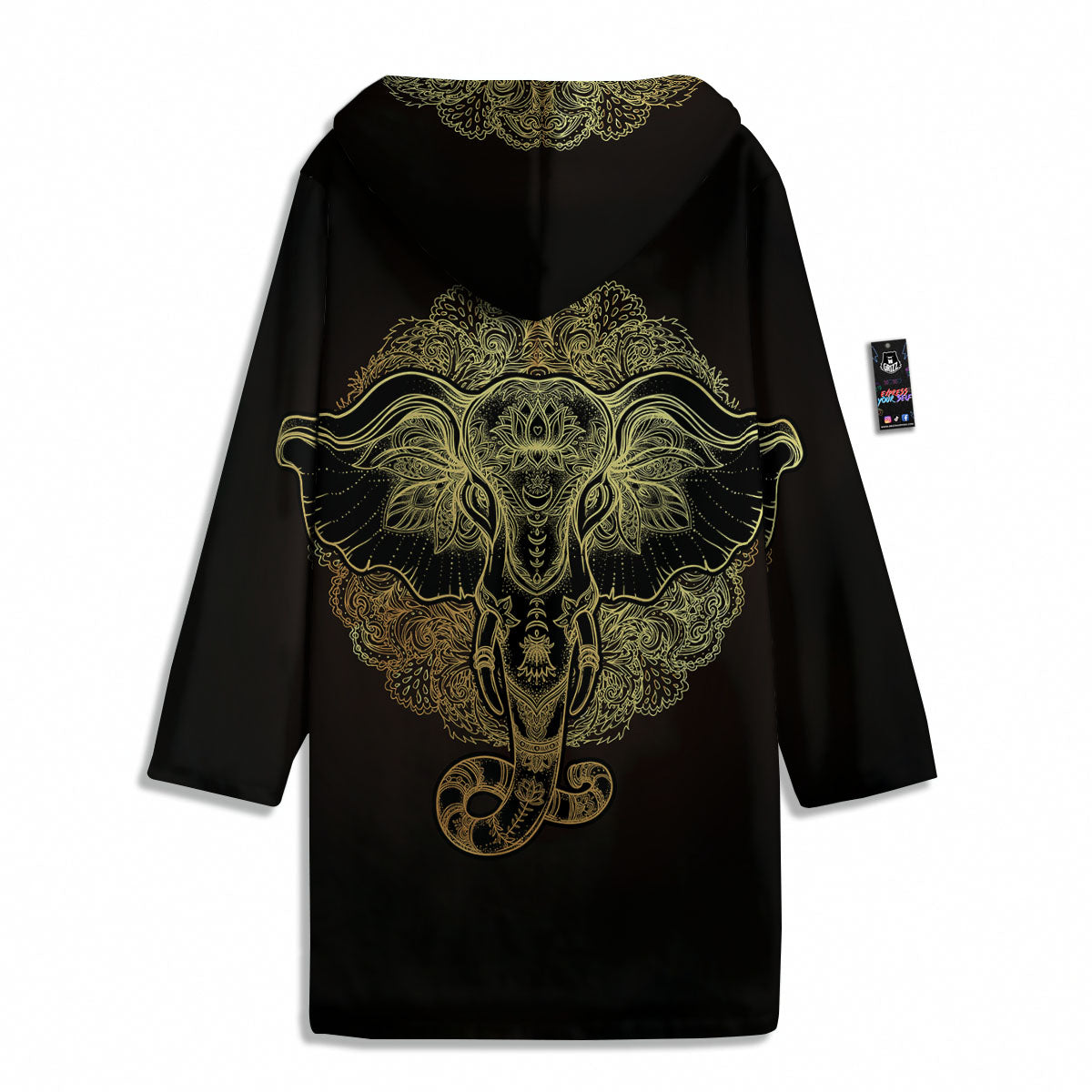 Elephant Spiritual Golden Print Men's Windbreaker Jacket-grizzshop