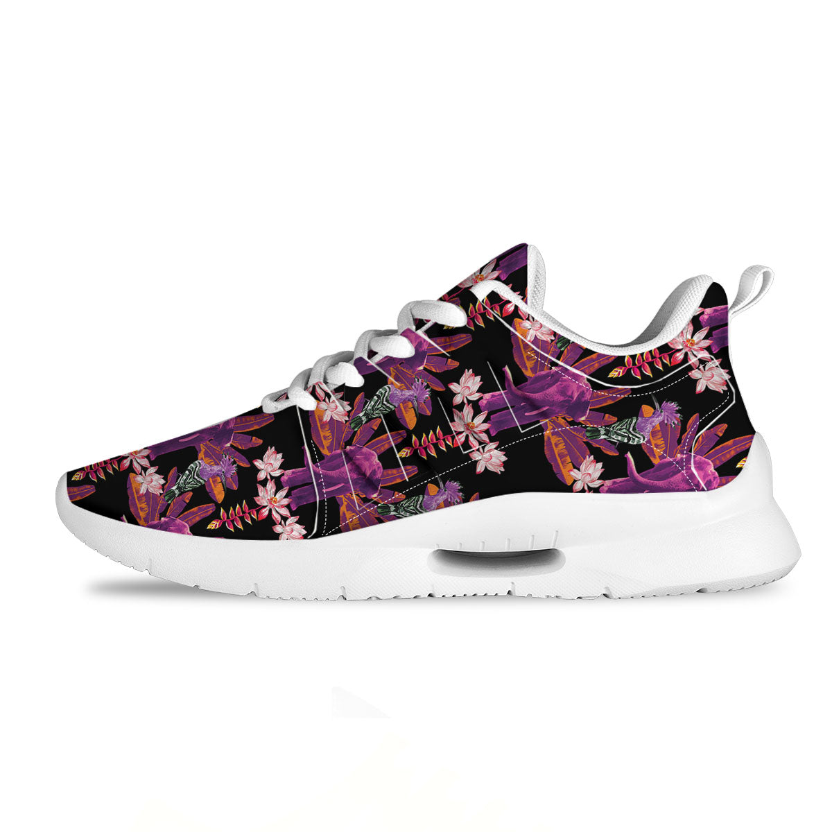 Elephant Tropical Purple Print Pattern Tennis Shoes-grizzshop