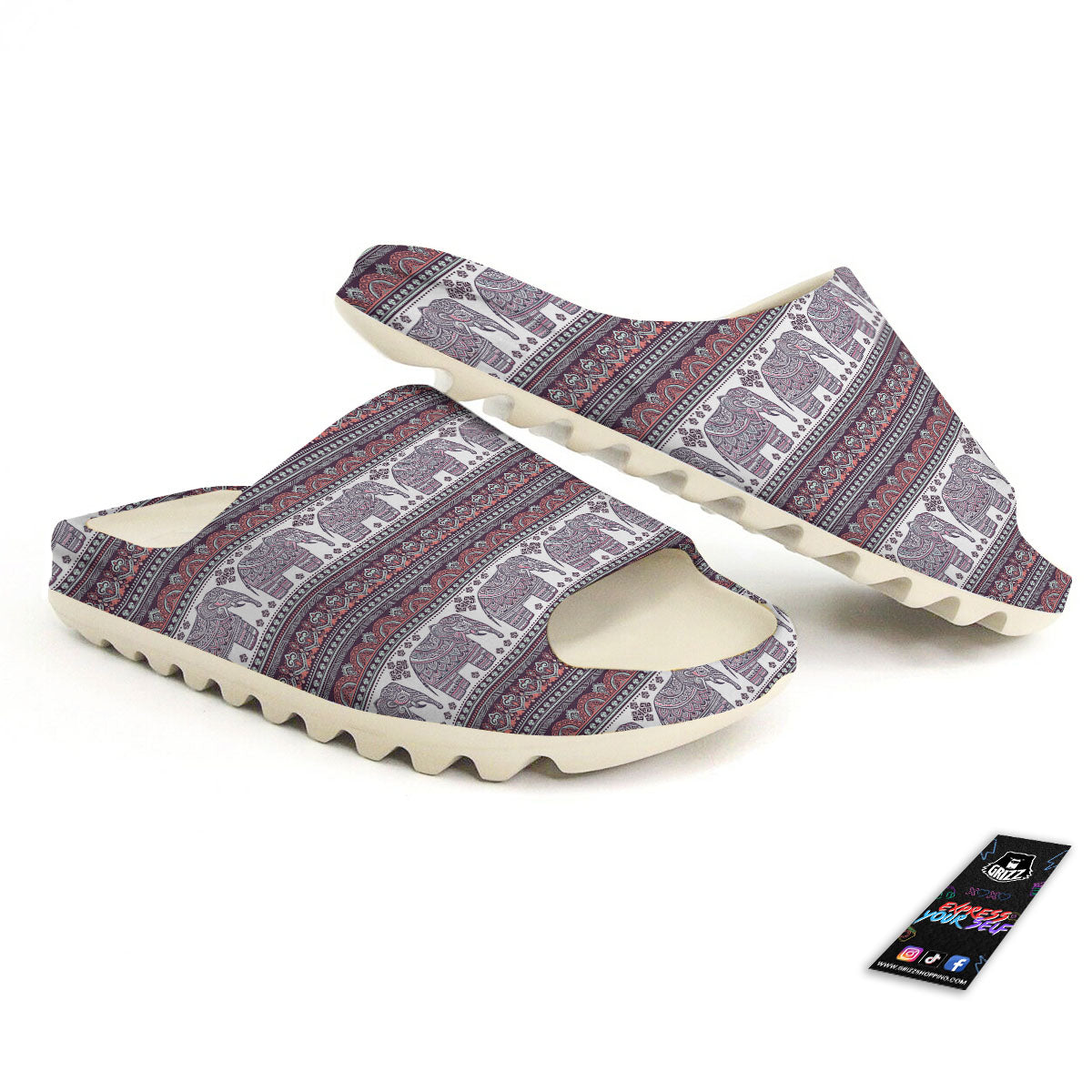 Elephant Indian Bohemian Print Pattern Sandals-grizzshop