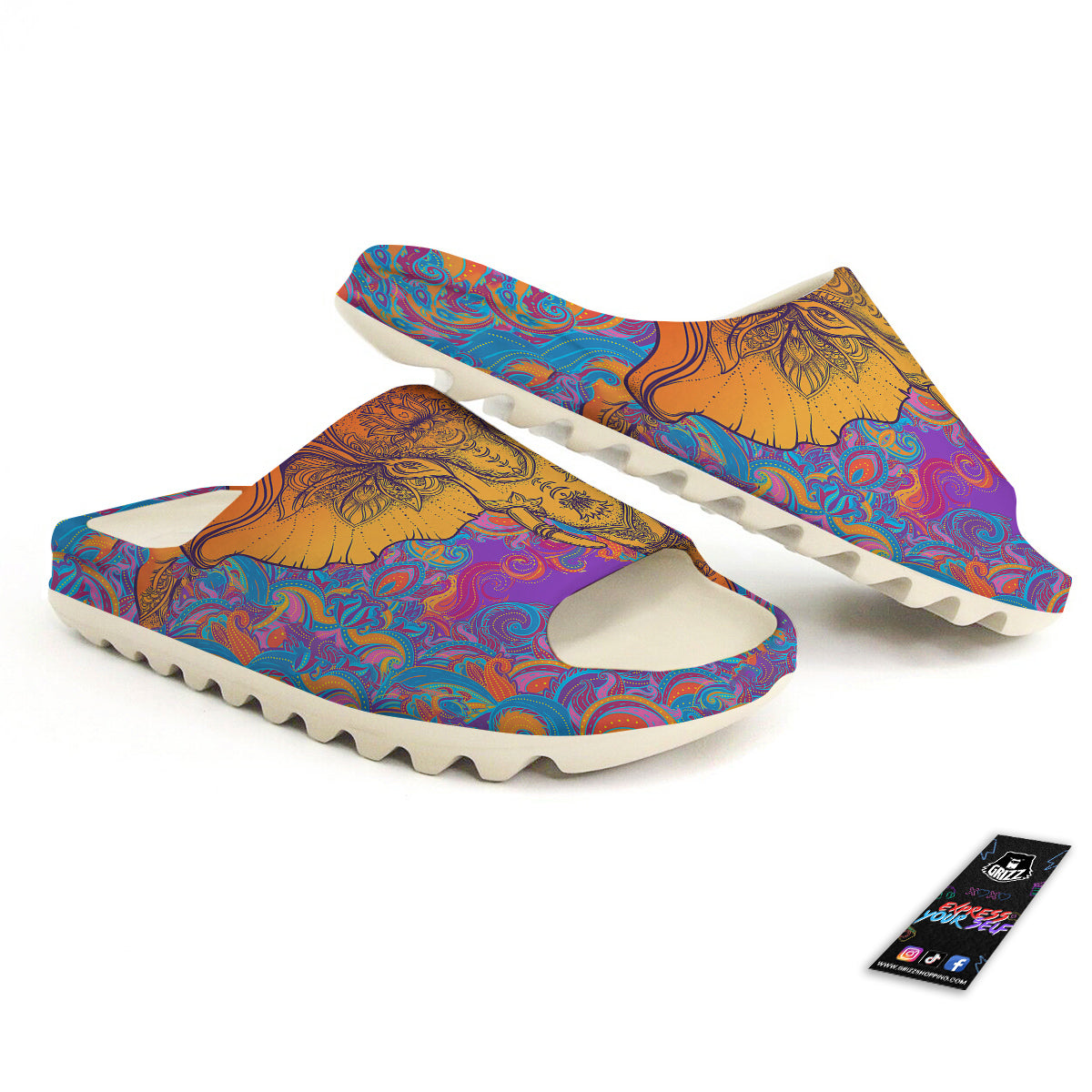Elephant Spiritual Colorful Print Sandals-grizzshop
