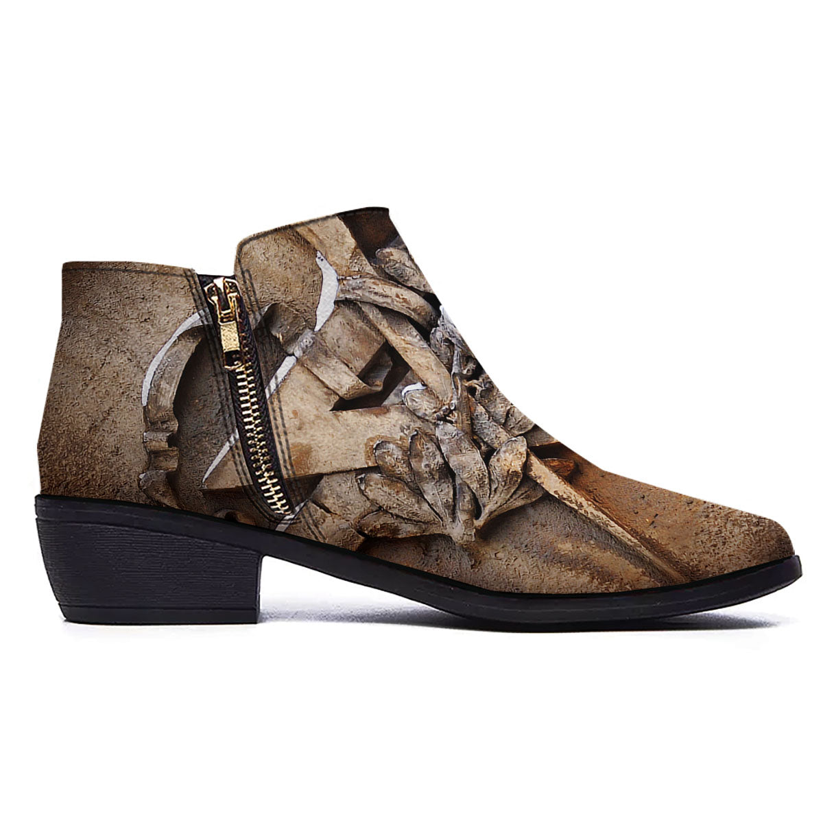Emblem Freemasonry Print Ankle Boots-grizzshop