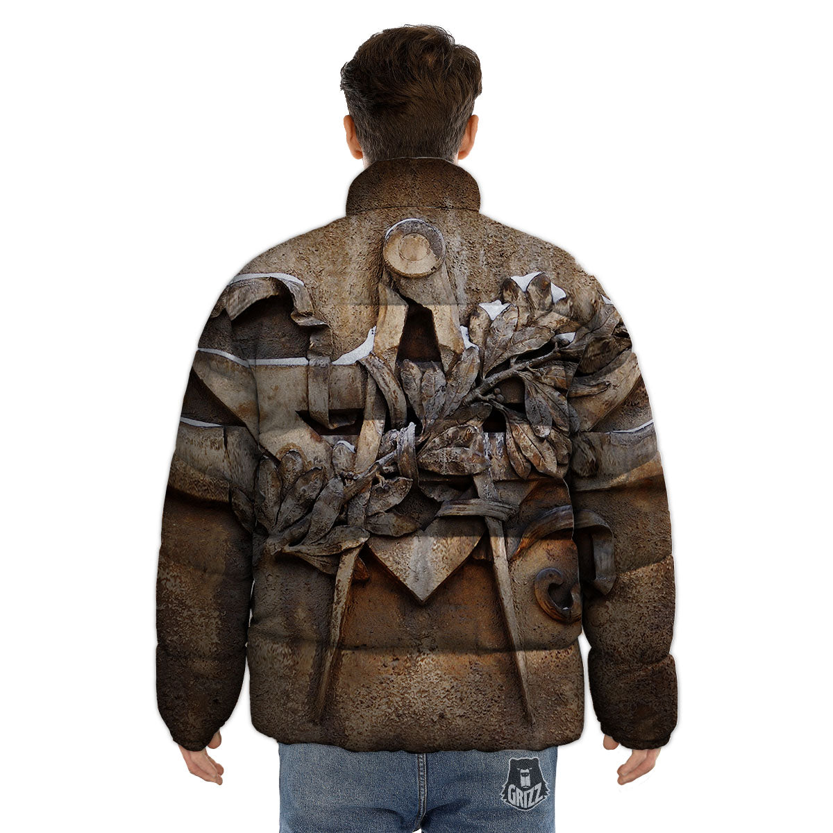 Emblem Freemasonry Print Puffer Jacket-grizzshop