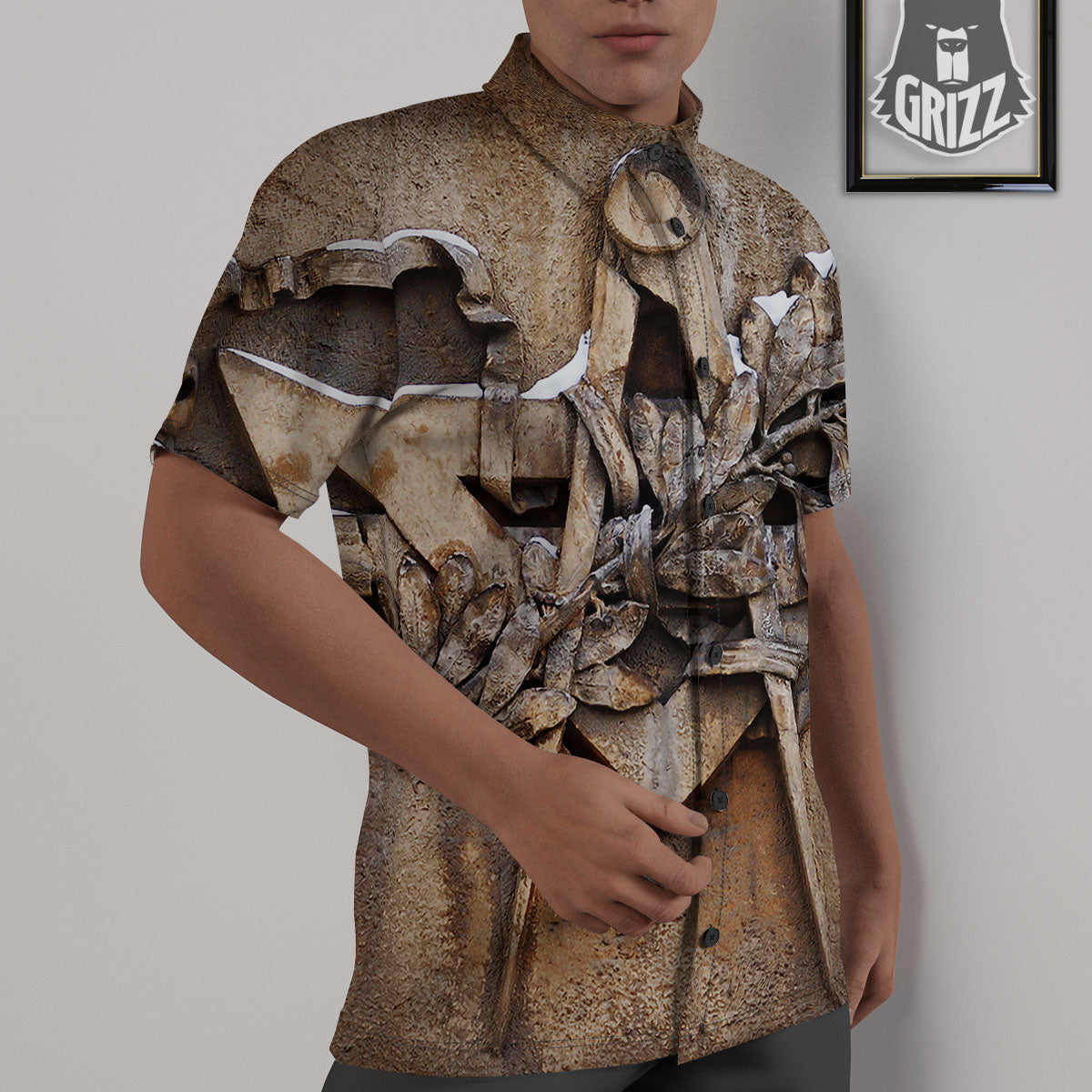 Emblem Freemasonry Print Untucked Shirts-grizzshop