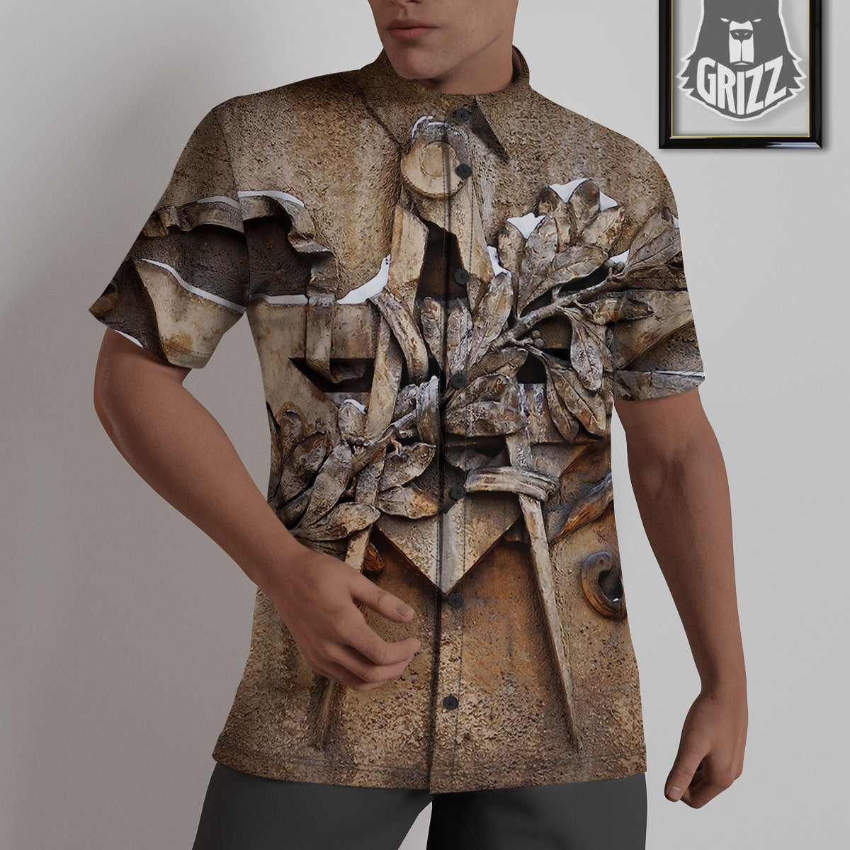 Emblem Freemasonry Print Untucked Shirts-grizzshop