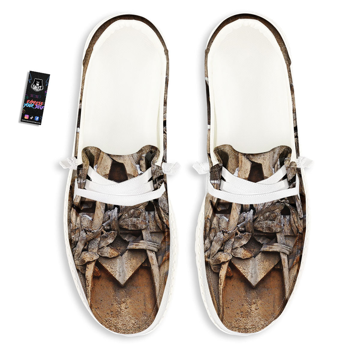 Emblem Freemasonry Print White Loafers-grizzshop