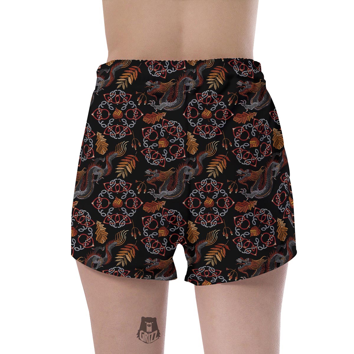 Embroidery Japanese Dragon Print Women's Shorts-grizzshop