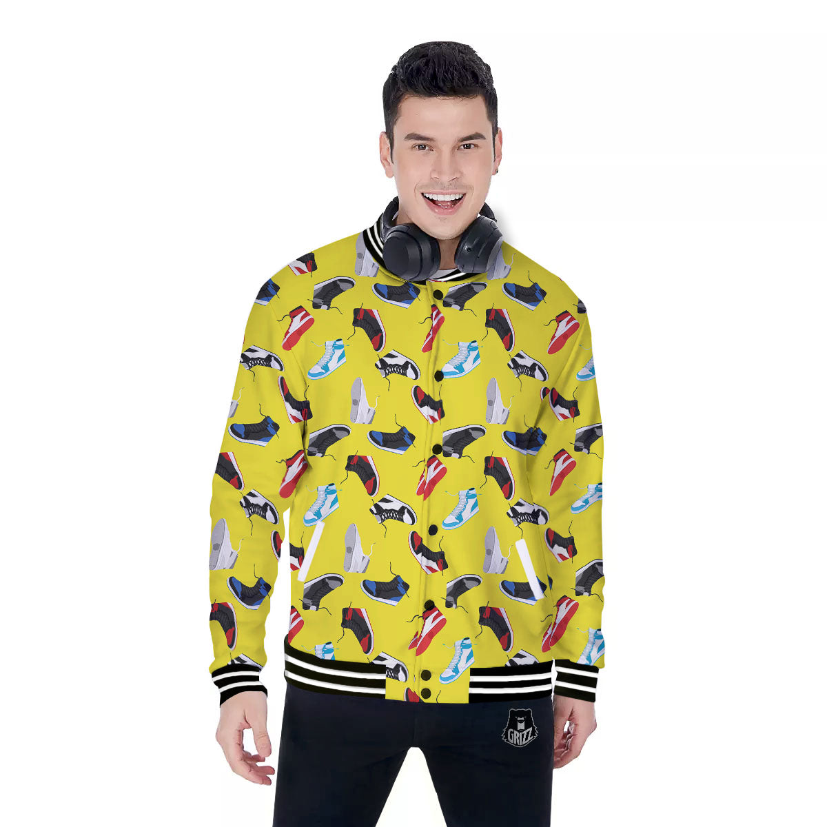 Emo Shoes Print Pattern Baseball Jacket-grizzshop