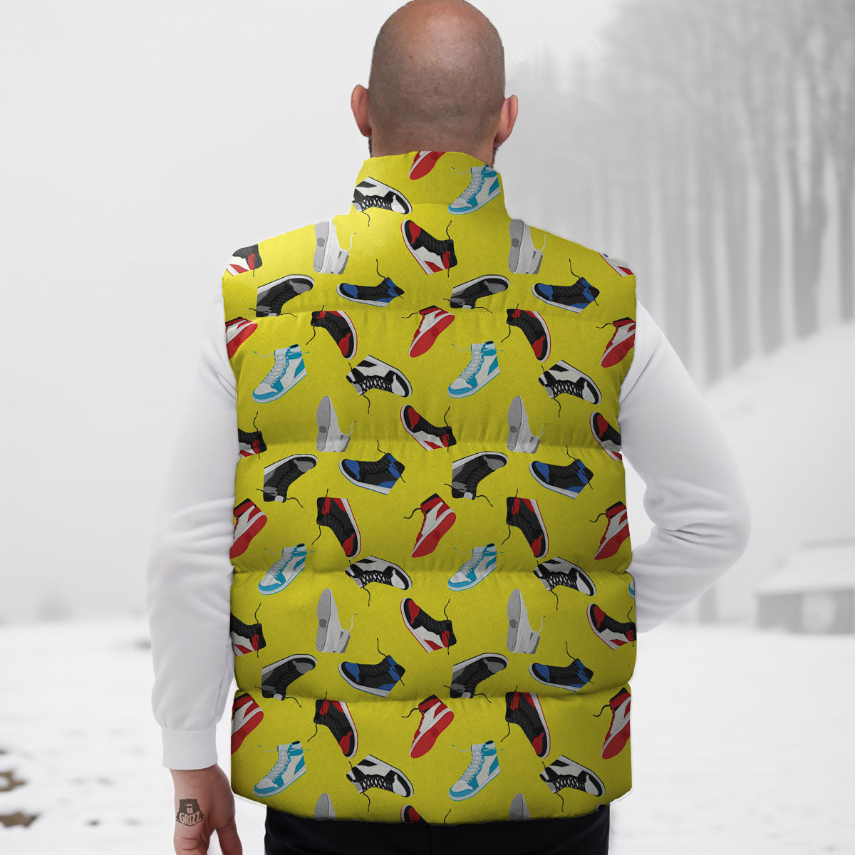 Emo Shoes Print Pattern Down Vest-grizzshop