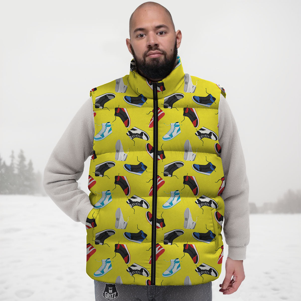 Emo Shoes Print Pattern Down Vest-grizzshop