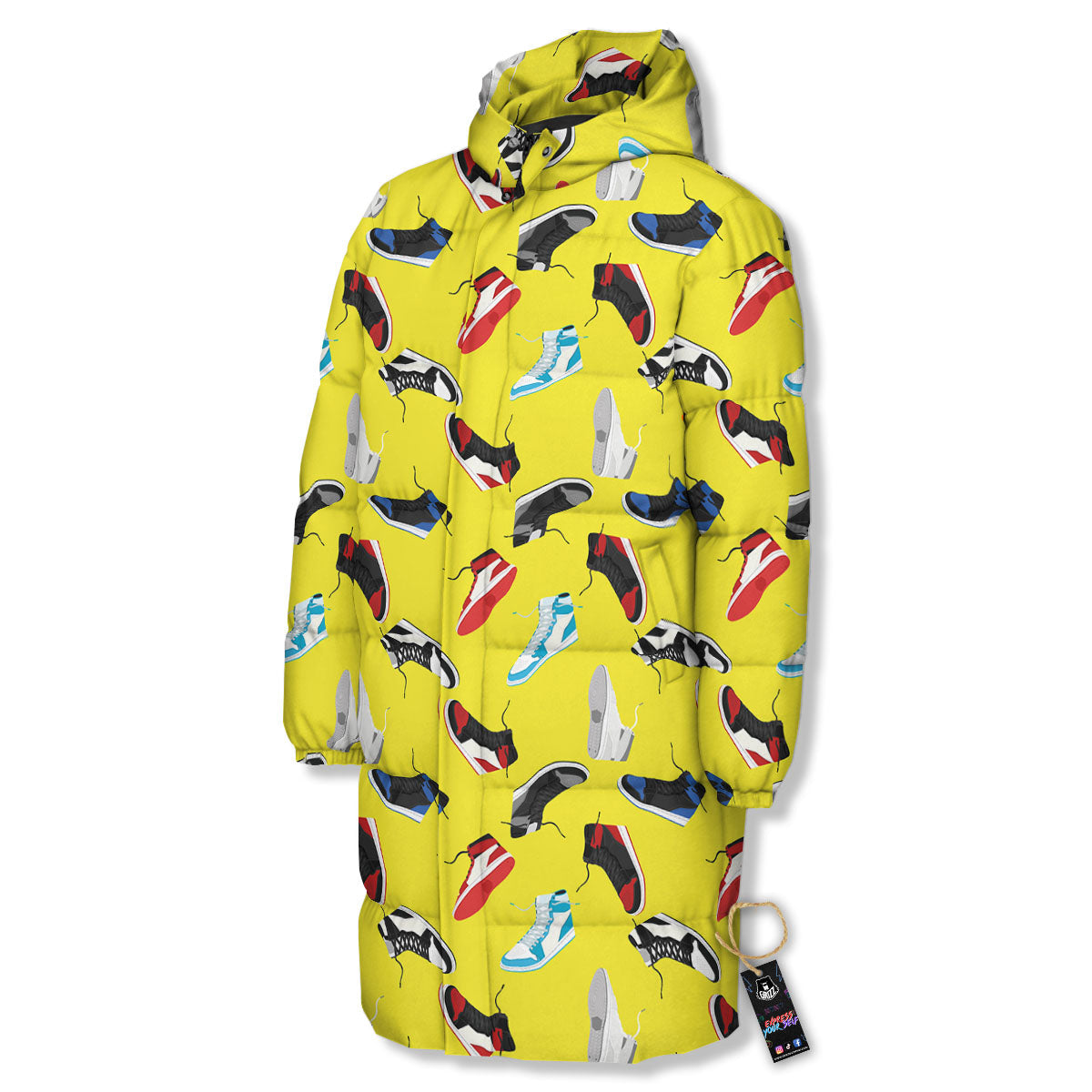 Emo Shoes Print Pattern Long Down Jacket-grizzshop