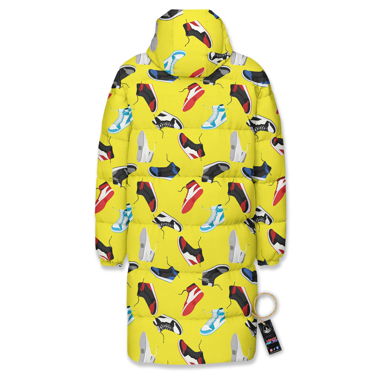 Emo Shoes Print Pattern Long Down Jacket-grizzshop