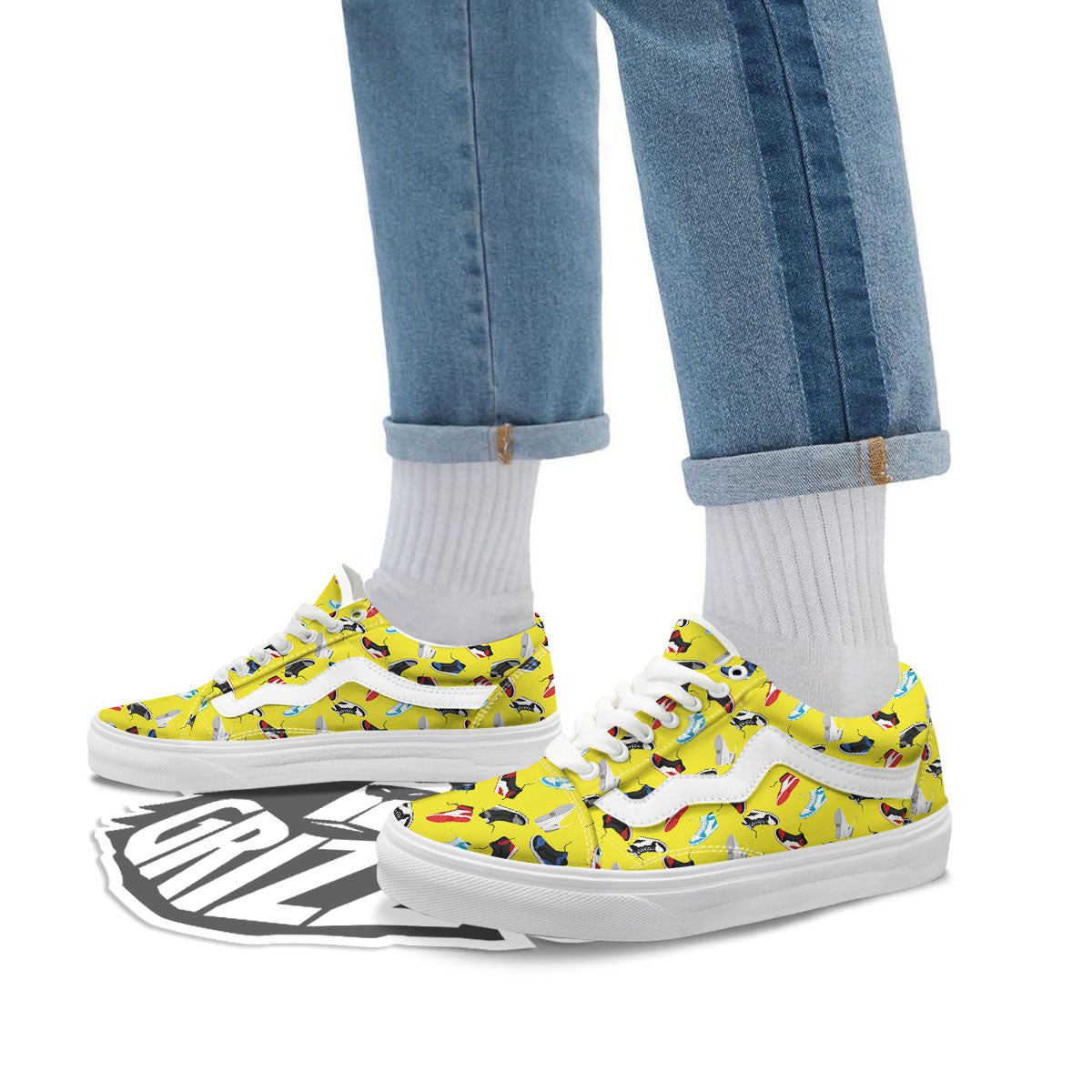 Emo Shoes Print Pattern Skate Shoes-grizzshop