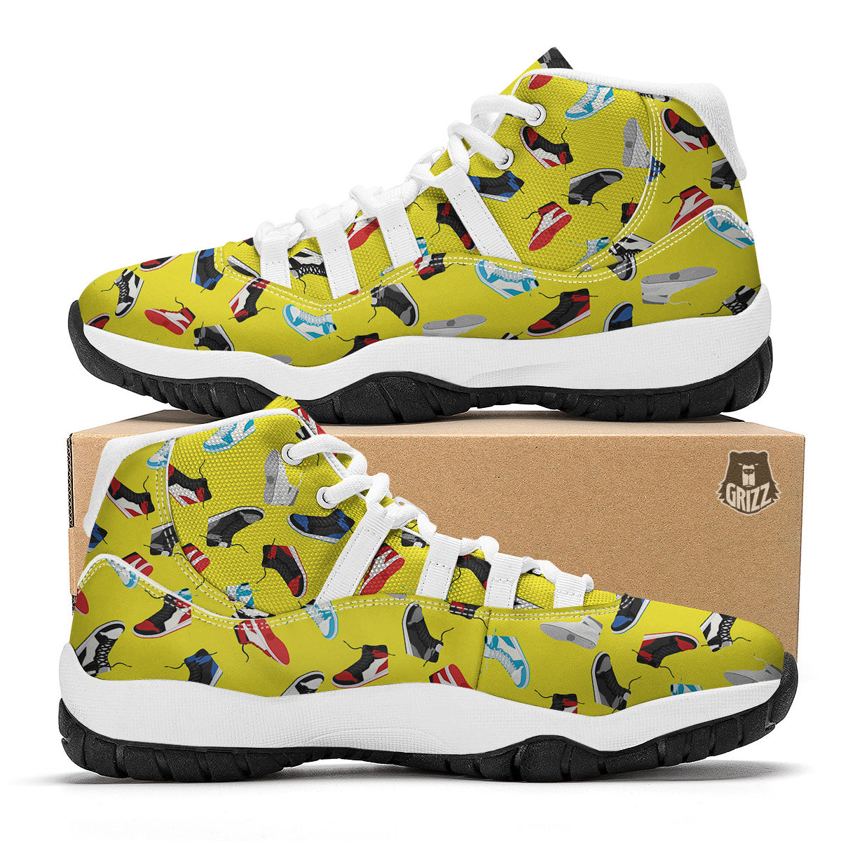Emo Shoes Print Pattern White Bball Shoes-grizzshop