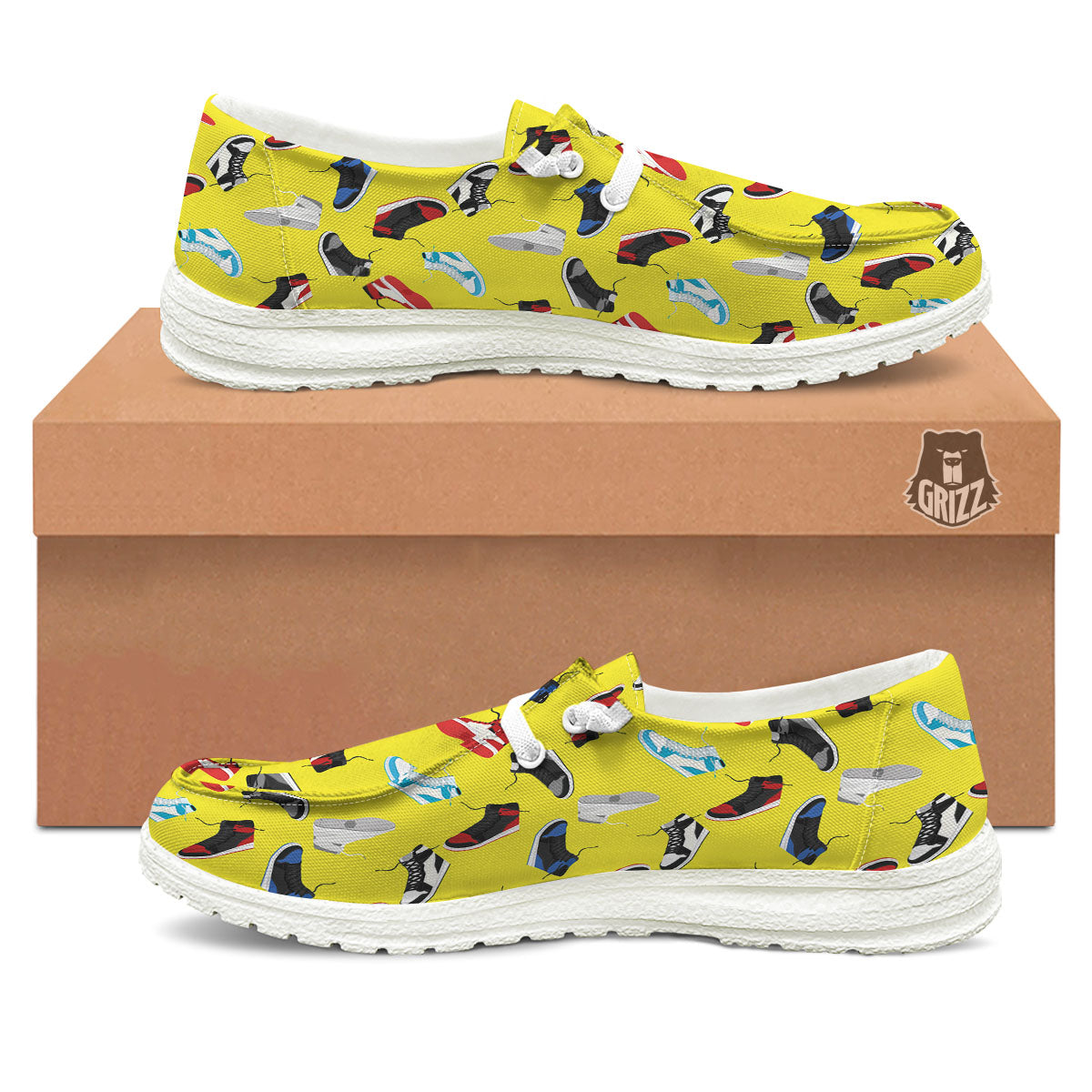Emo Shoes Print Pattern White Loafers-grizzshop