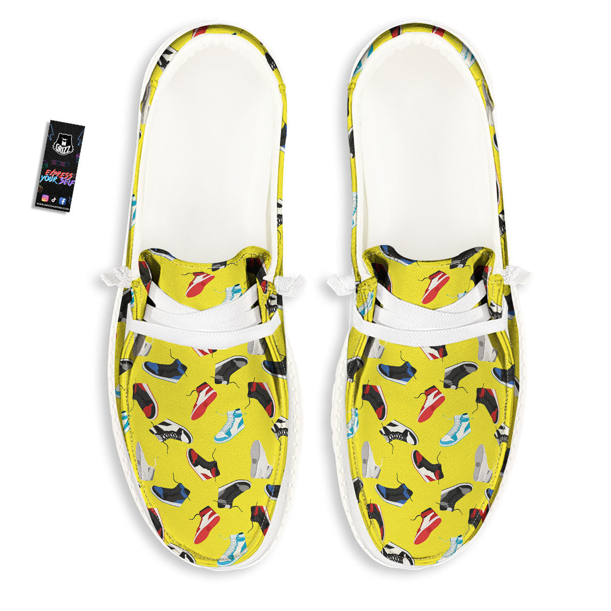 Emo Shoes Print Pattern White Loafers-grizzshop
