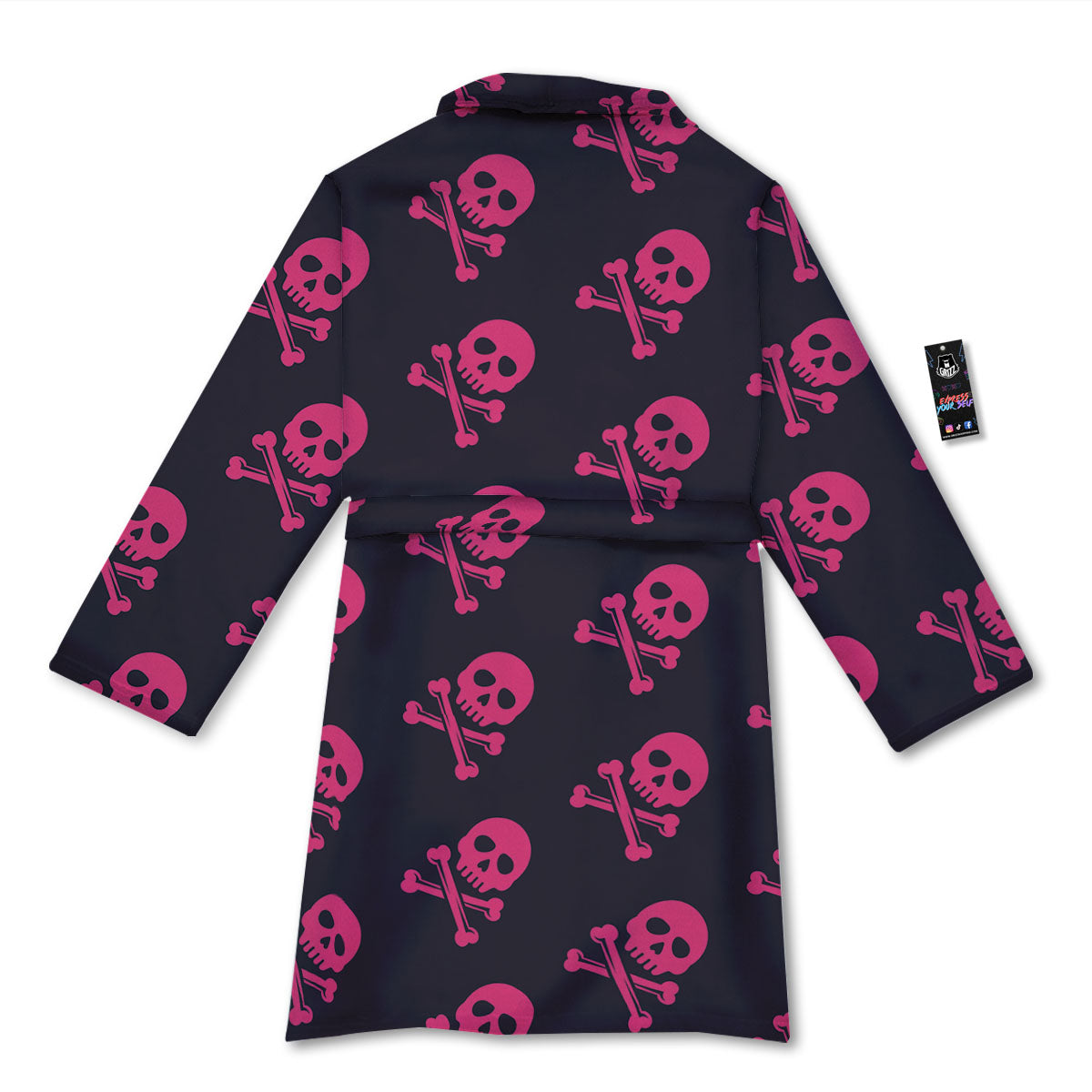 Emo Skull Pink Print Pattern Bathrobe-grizzshop