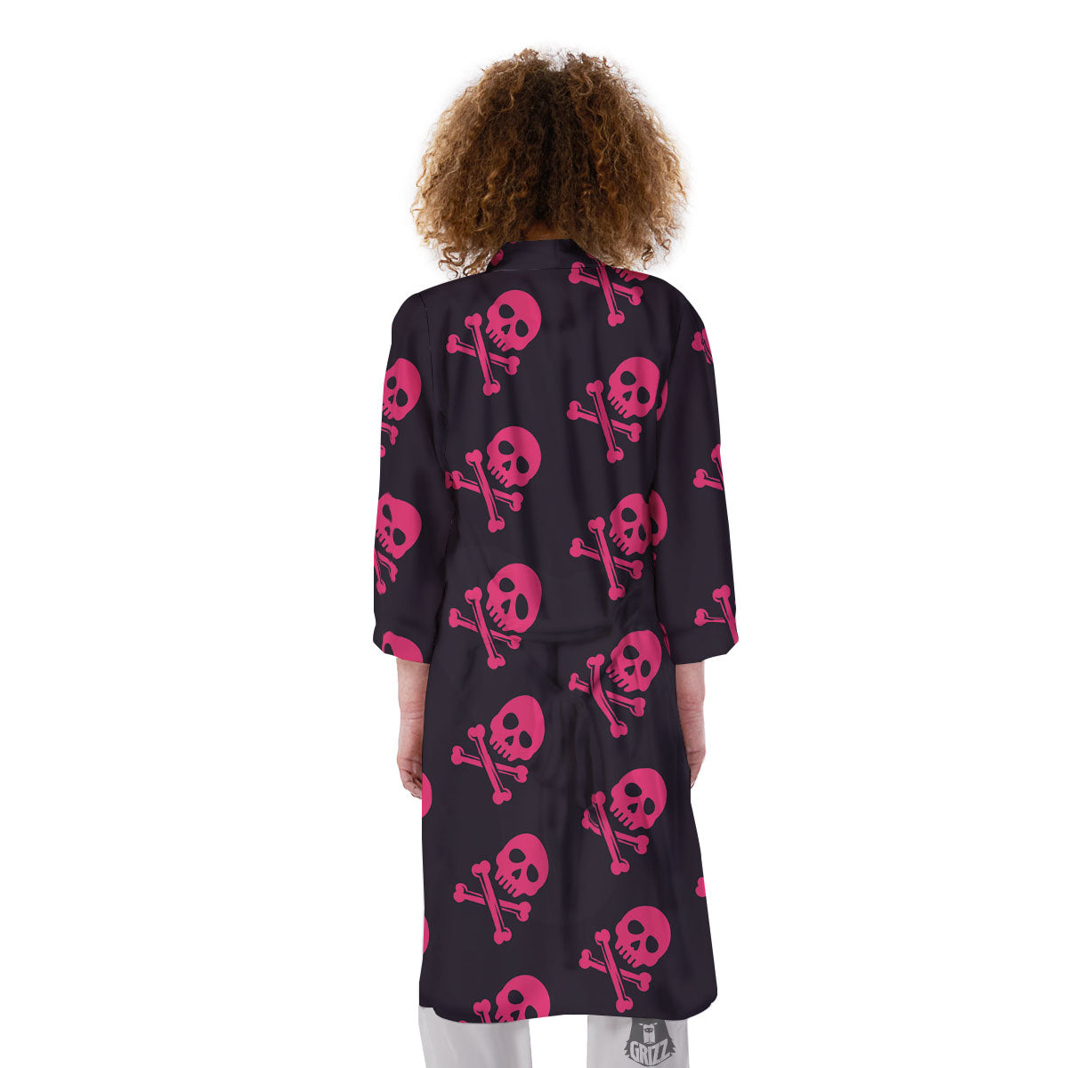 Emo Skull Pink Print Pattern Kimono-grizzshop