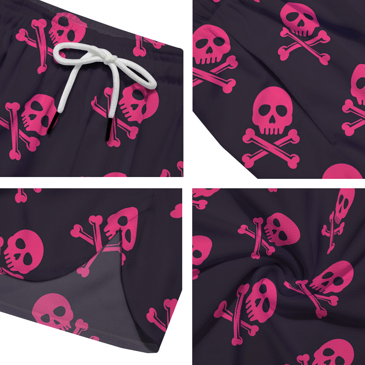 Emo Skull Pink Print Pattern Men's Running Shorts-grizzshop